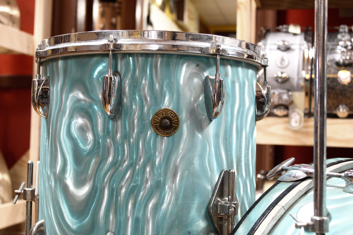 1960s Gretsch Progressive Jazz in Aqua Satin Flame 14x20 14x14 8x12 5.5x14