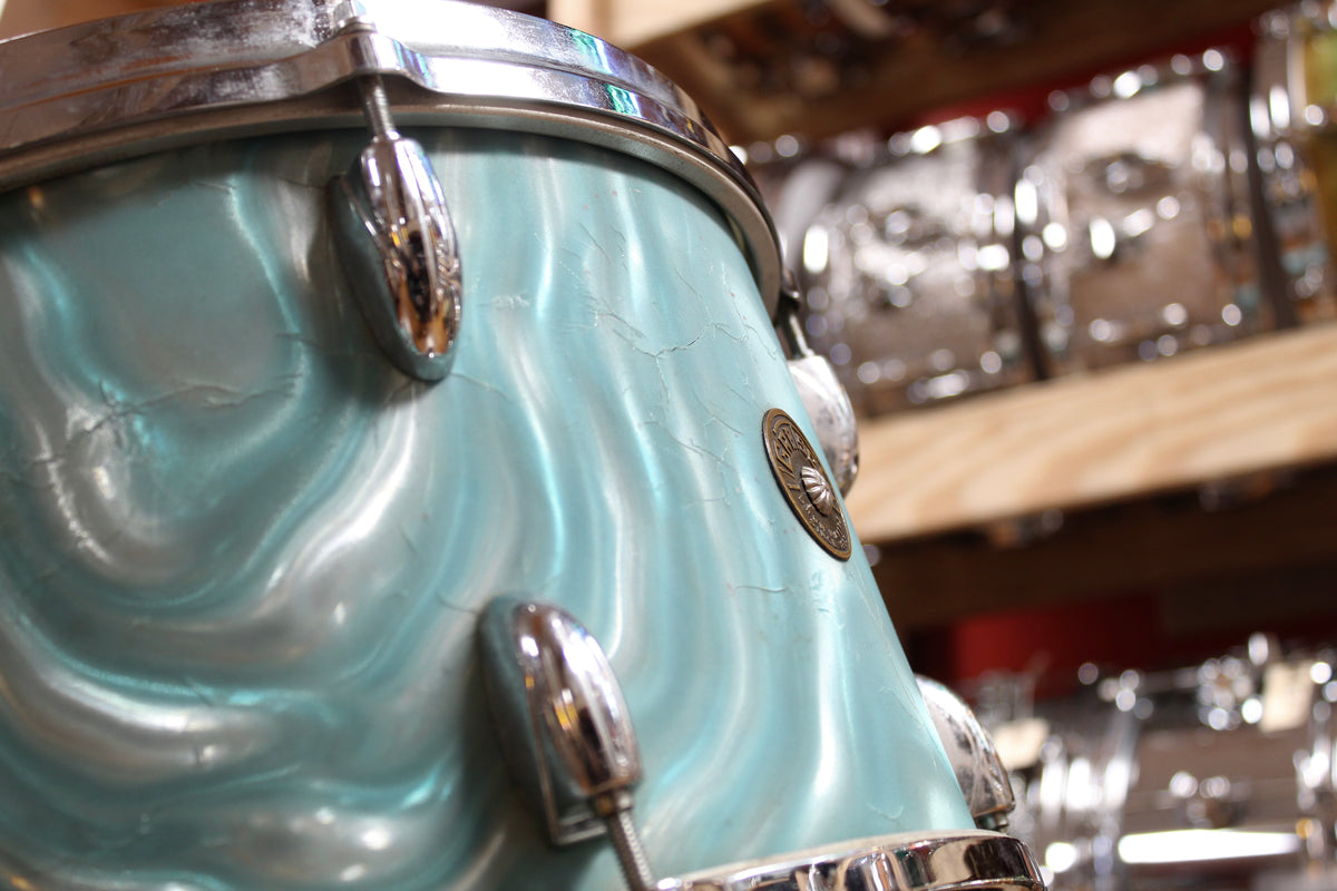 1960s Gretsch Progressive Jazz in Aqua Satin Flame 14x20 14x14 8x12 5.5x14