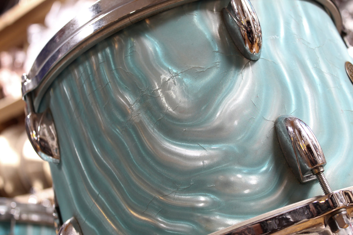 1960s Gretsch Progressive Jazz in Aqua Satin Flame 14x20 14x14 8x12 5.5x14