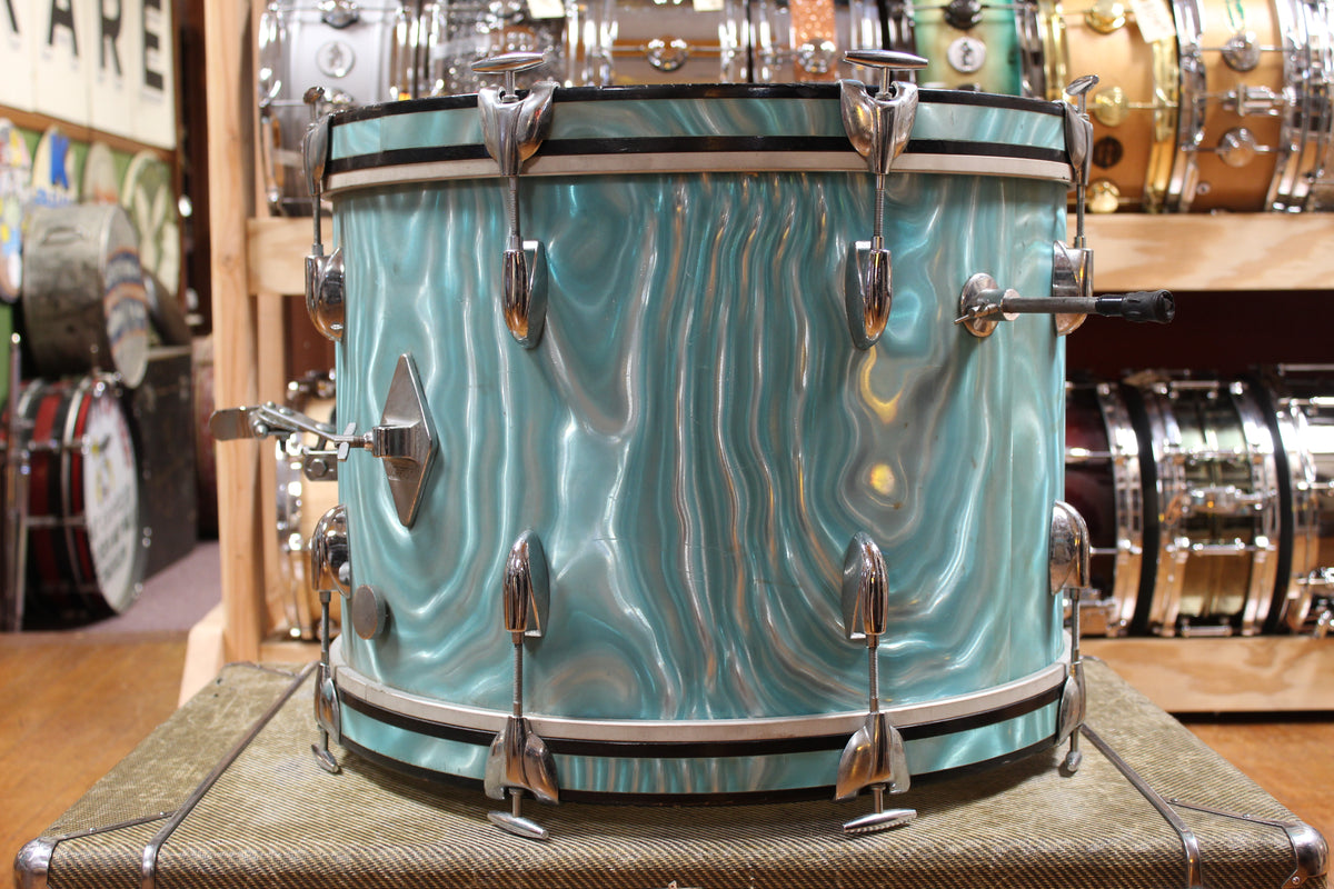 1960s Gretsch Progressive Jazz in Aqua Satin Flame 14x20 14x14 8x12 5.5x14