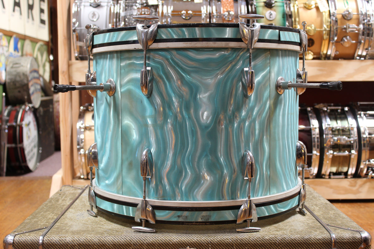 1960s Gretsch Progressive Jazz in Aqua Satin Flame 14x20 14x14 8x12 5.5x14