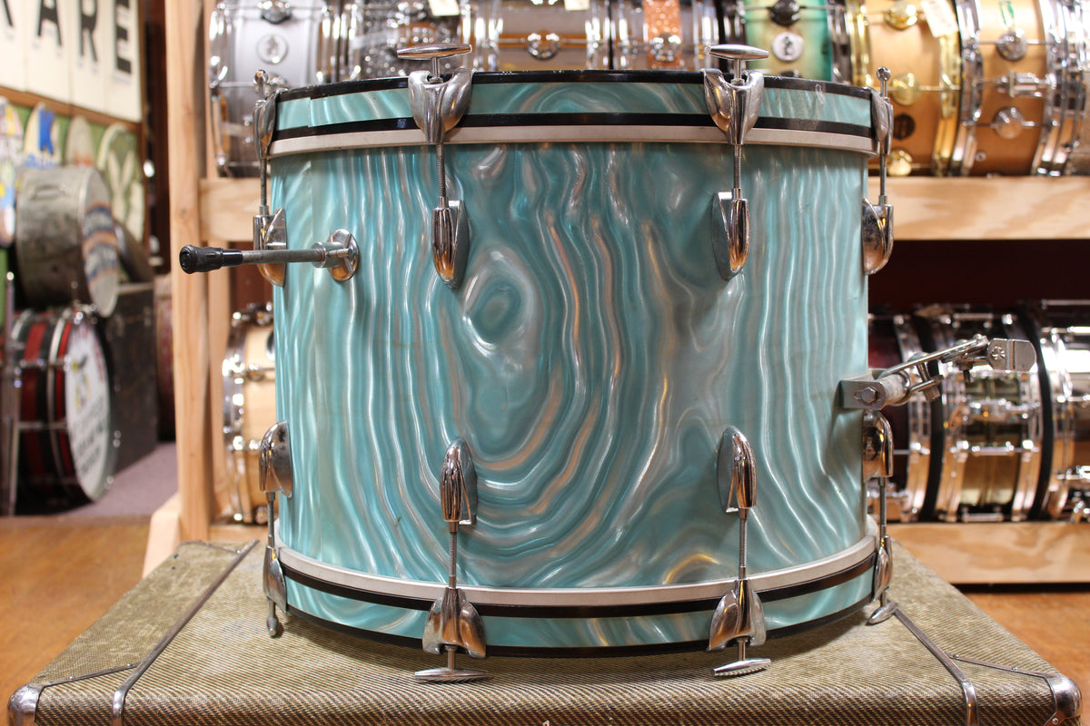 1960s Gretsch Progressive Jazz in Aqua Satin Flame 14x20 14x14 8x12 5.5x14