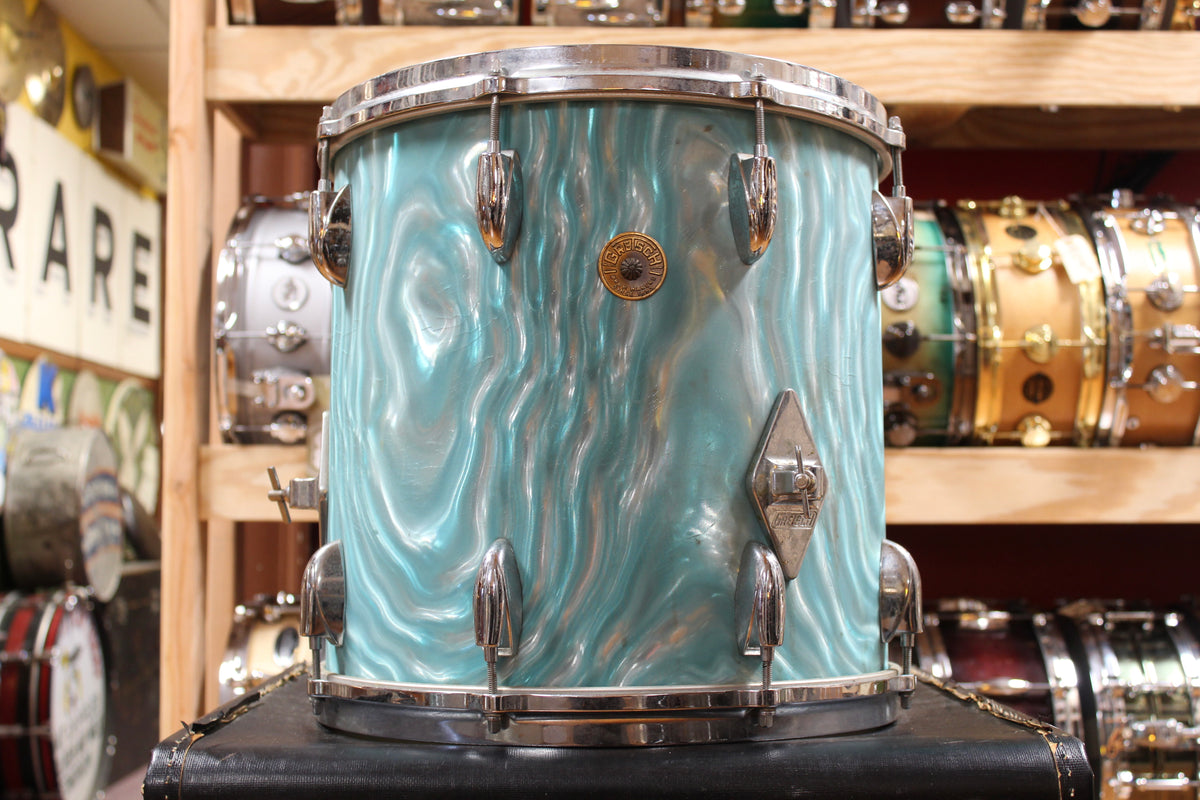 1960s Gretsch Progressive Jazz in Aqua Satin Flame 14x20 14x14 8x12 5.5x14