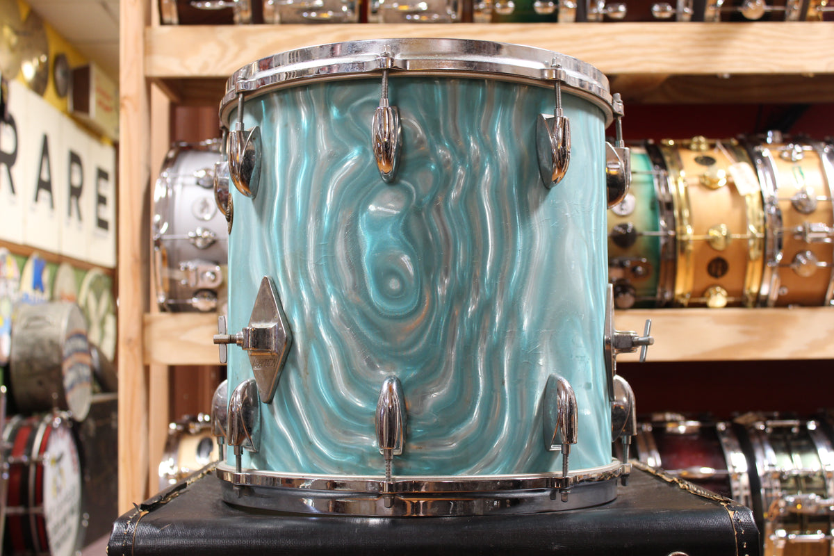 1960s Gretsch Progressive Jazz in Aqua Satin Flame 14x20 14x14 8x12 5.5x14