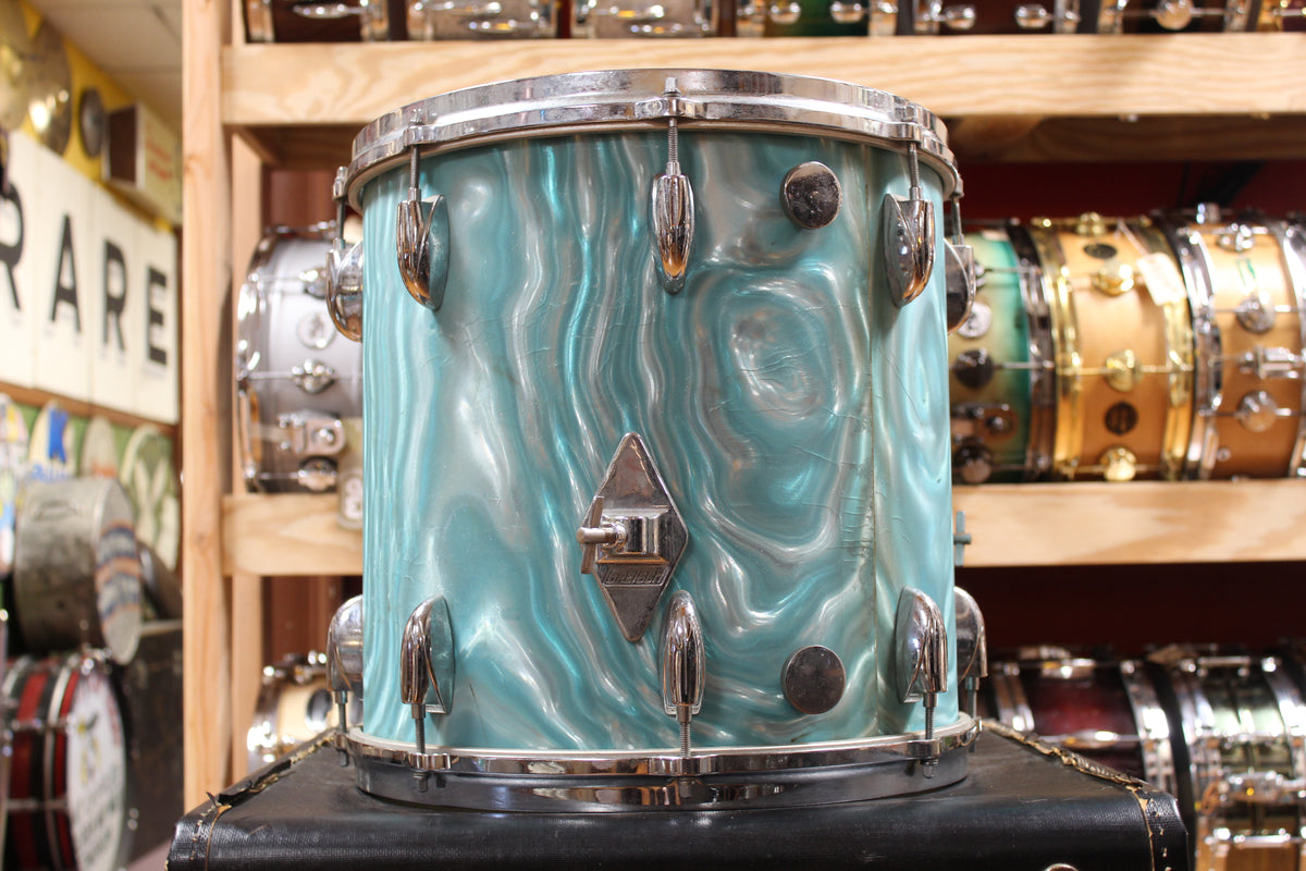 1960s Gretsch Progressive Jazz in Aqua Satin Flame 14x20 14x14 8x12 5.5x14