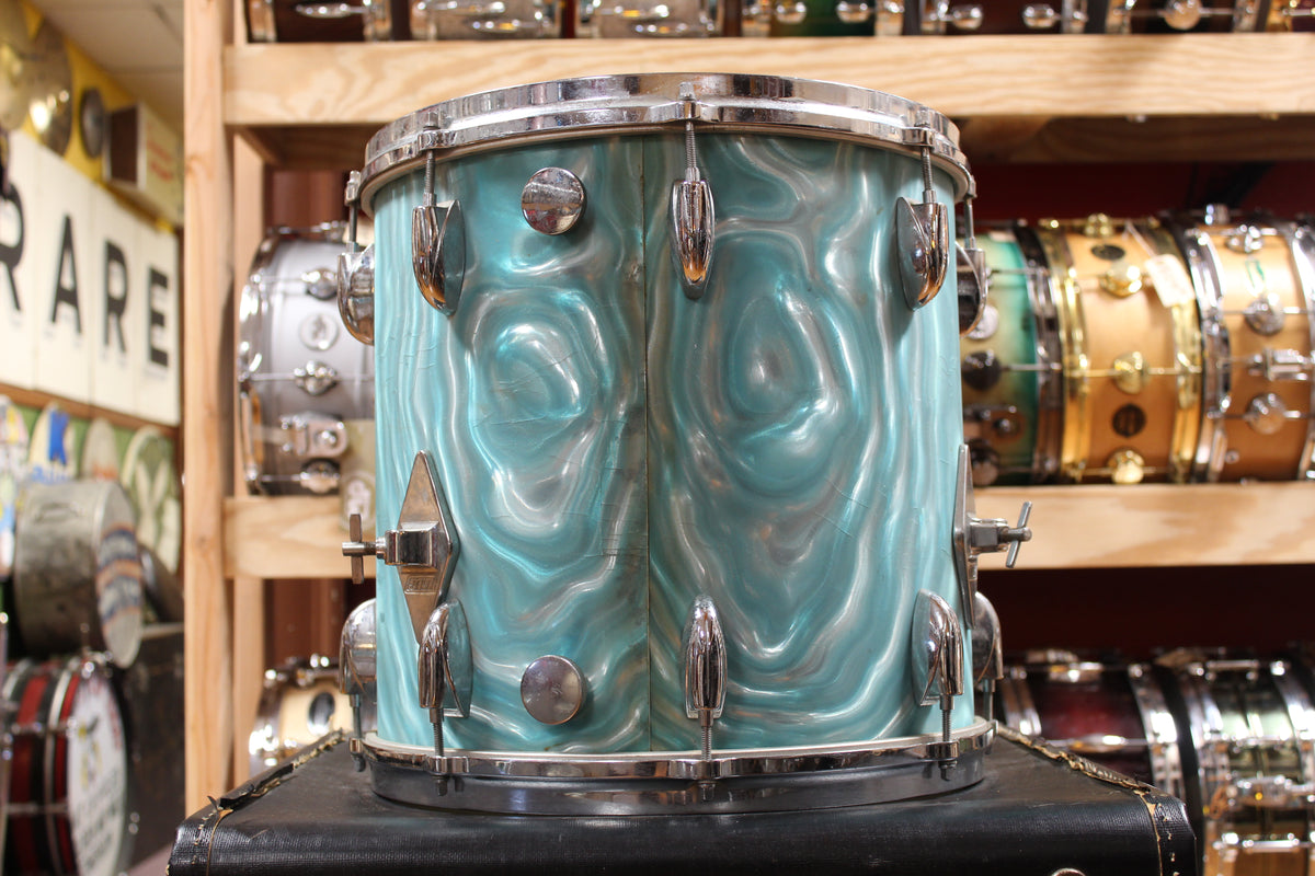 1960s Gretsch Progressive Jazz in Aqua Satin Flame 14x20 14x14 8x12 5.5x14