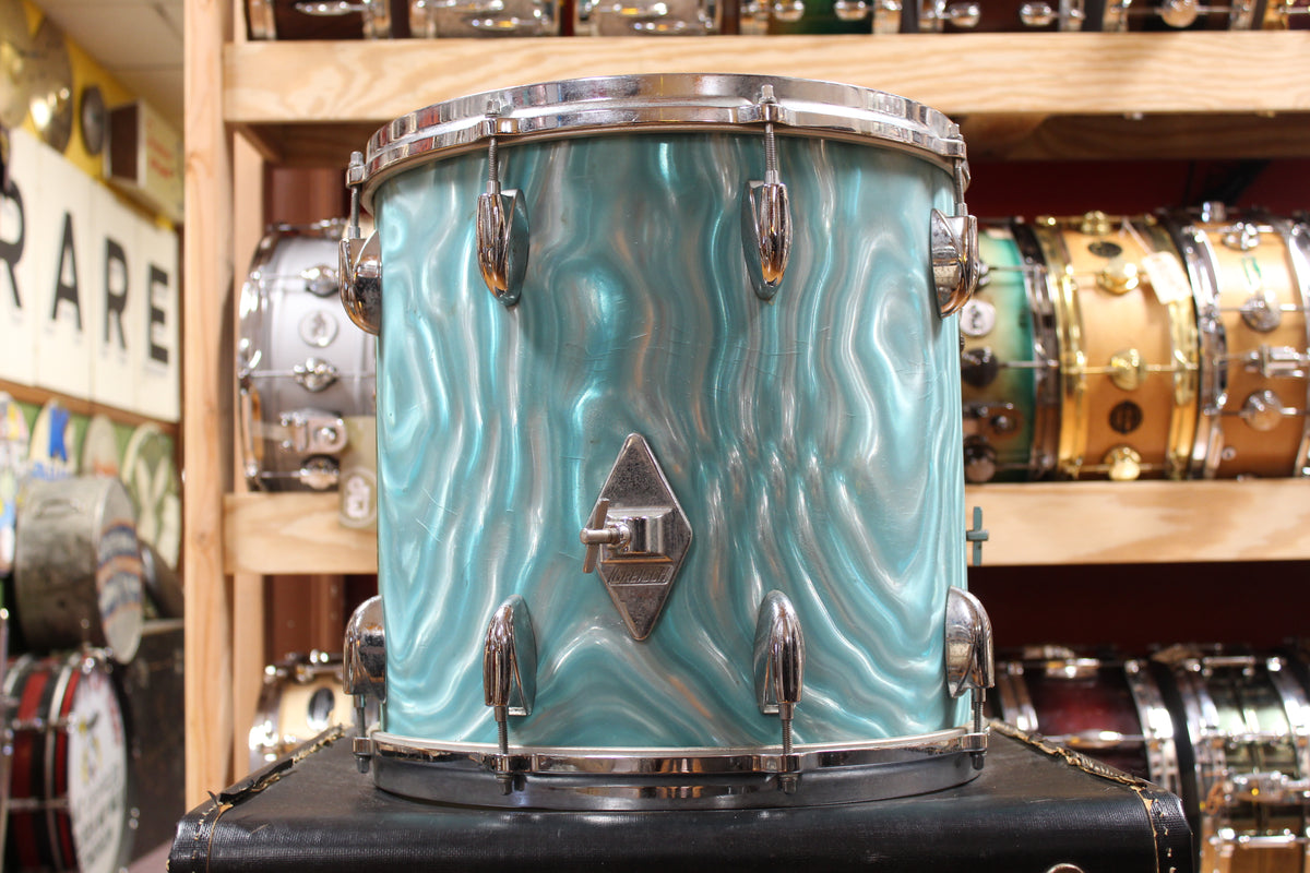 1960s Gretsch Progressive Jazz in Aqua Satin Flame 14x20 14x14 8x12 5.5x14