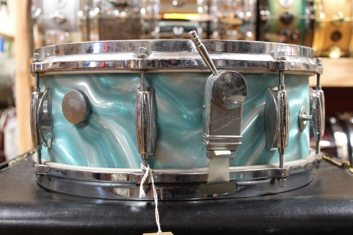 1960s Gretsch Progressive Jazz in Aqua Satin Flame 14x20 14x14 8x12 5.5x14