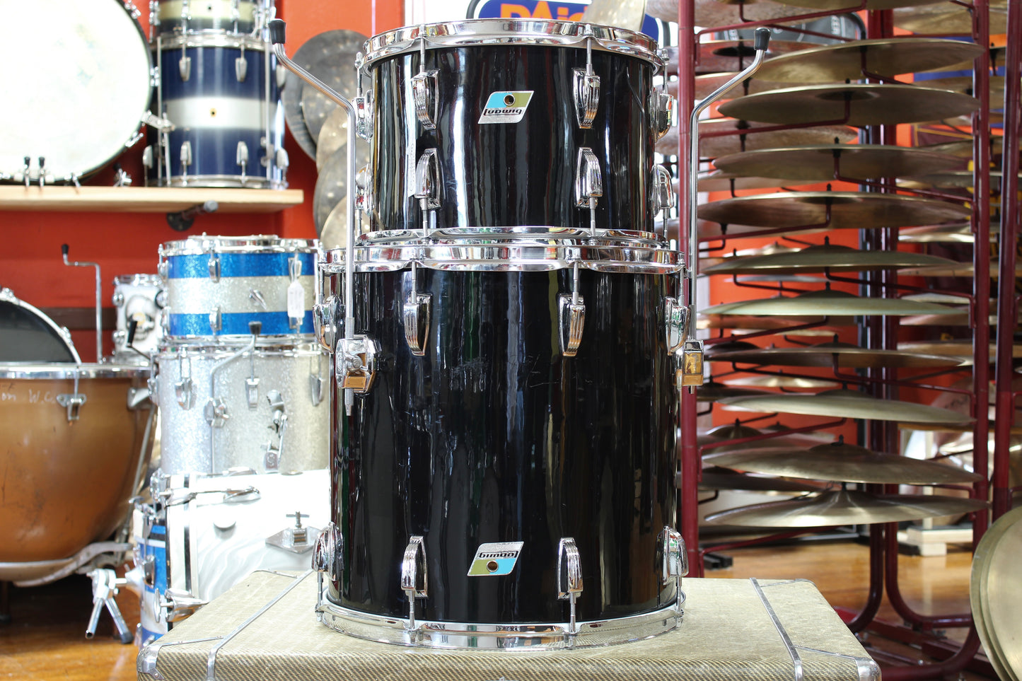 1970s Ludwig Super Classic in Black Cortex 14x22 16x16 9x13