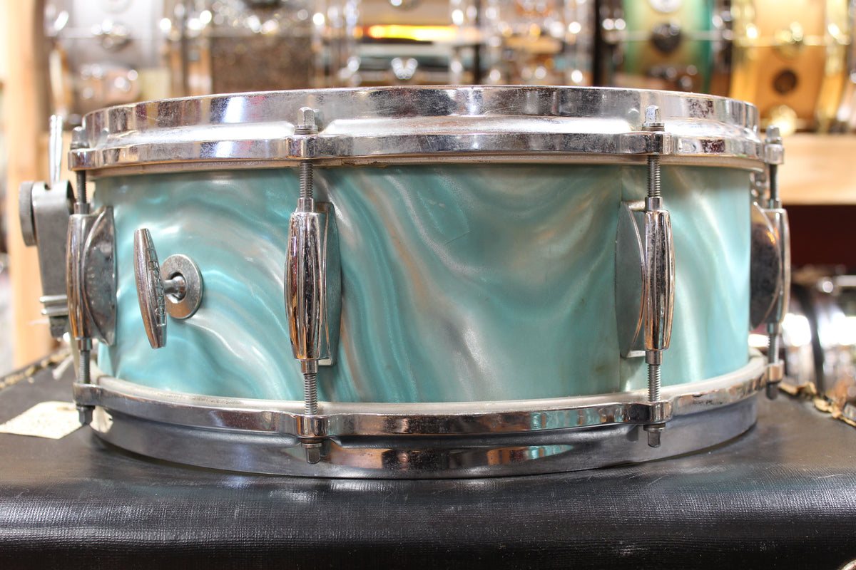 1960s Gretsch Progressive Jazz in Aqua Satin Flame 14x20 14x14 8x12 5.5x14