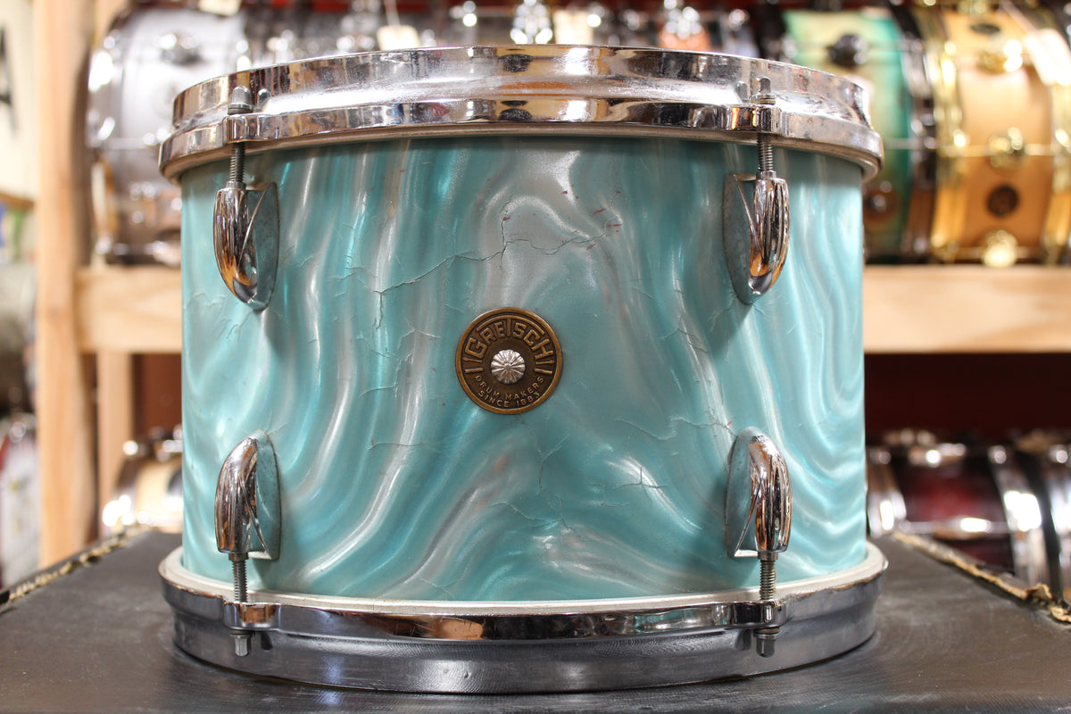 1960s Gretsch Progressive Jazz in Aqua Satin Flame 14x20 14x14 8x12 5.5x14