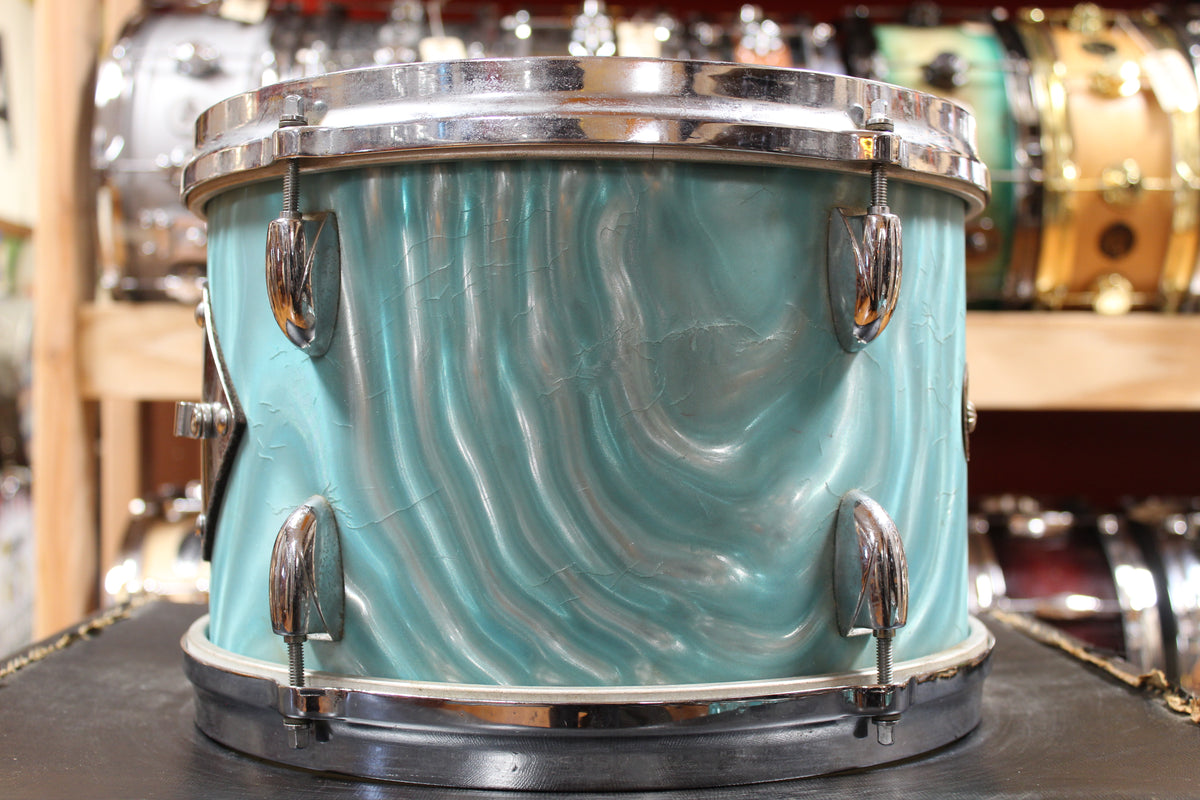 1960s Gretsch Progressive Jazz in Aqua Satin Flame 14x20 14x14 8x12 5.5x14
