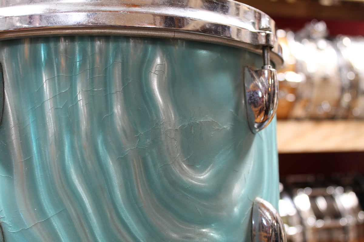 1960s Gretsch Progressive Jazz in Aqua Satin Flame 14x20 14x14 8x12 5.5x14