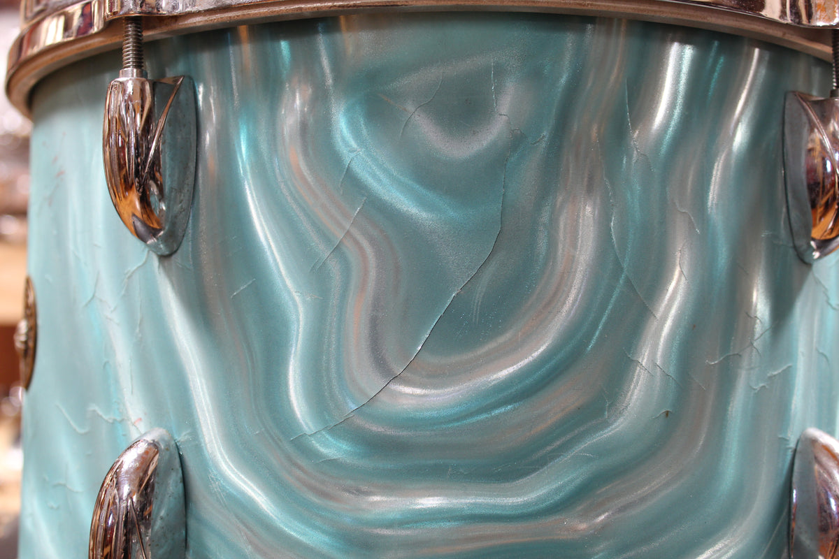 1960s Gretsch Progressive Jazz in Aqua Satin Flame 14x20 14x14 8x12 5.5x14
