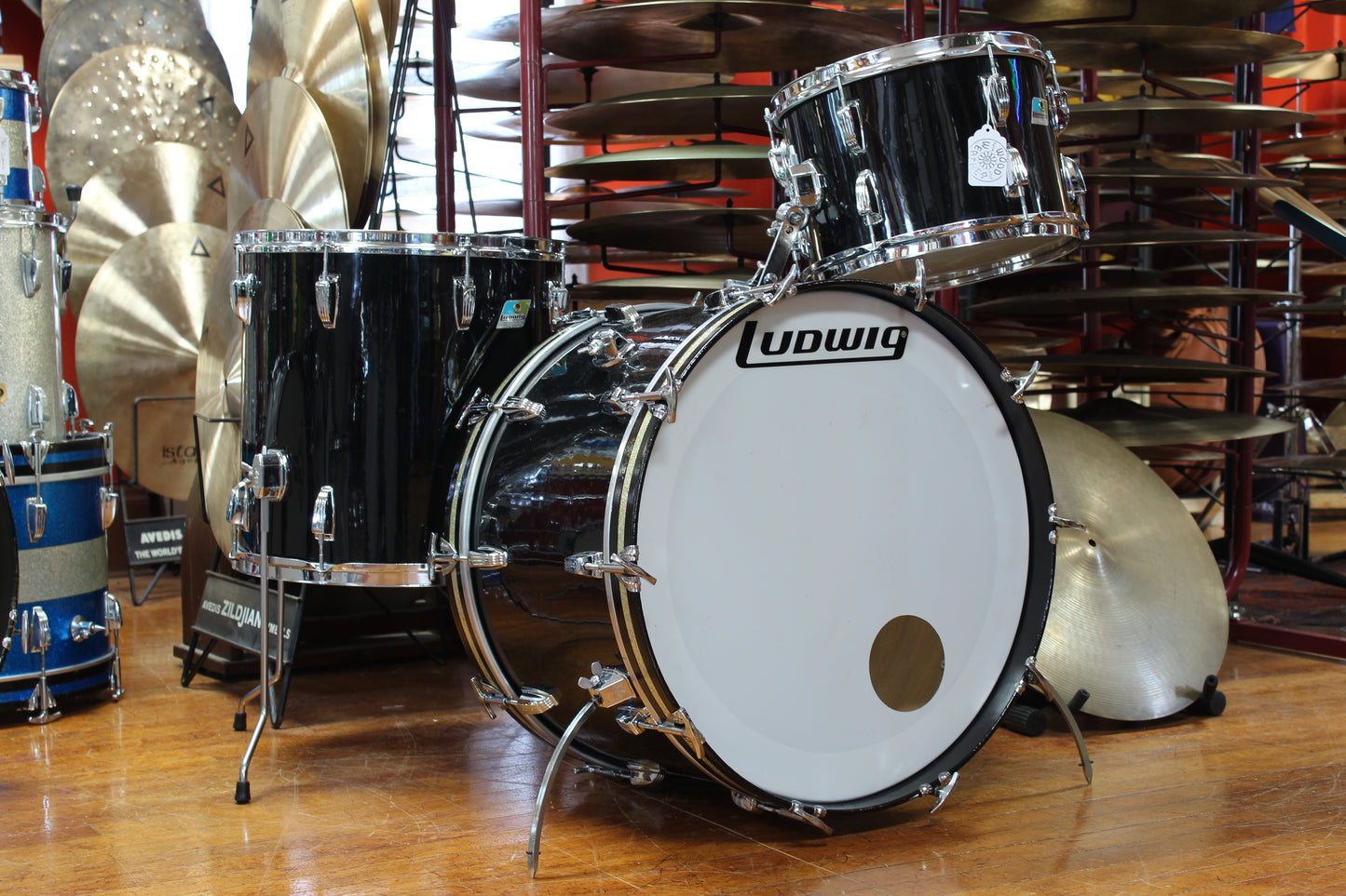 1970s Ludwig Super Classic in Black Cortex 14x22 16x16 9x13