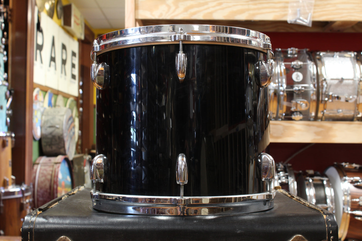 1980s Gretsch Square Badge Outfit in Black Nitron 16x22 11x13 16x16