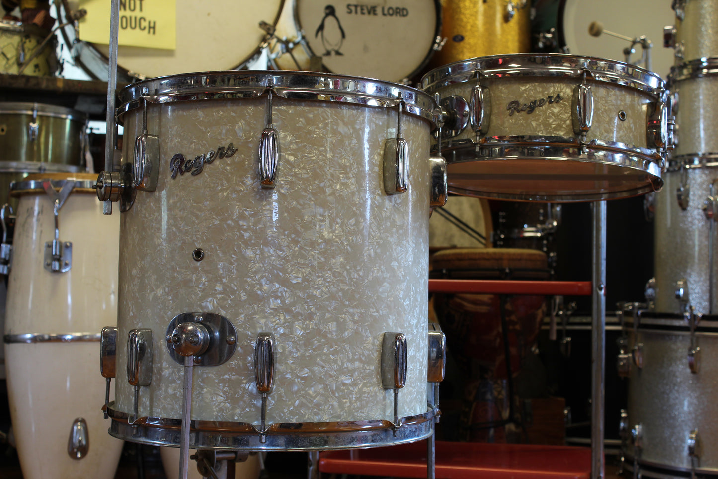 1950s Rogers Astoria Cocktail Kit in White Marine Pearl 16x16 5x14