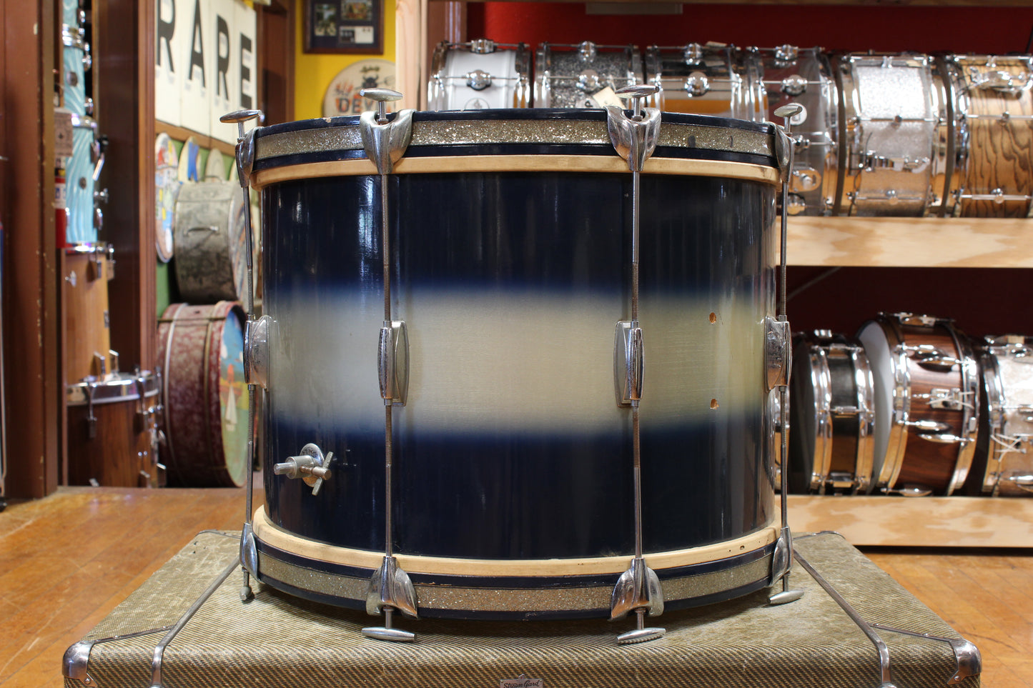 1960s Gretsch Progressive Jazz Outfit in Blue and Silver Duco 14x20 8x12 14x14 5x14