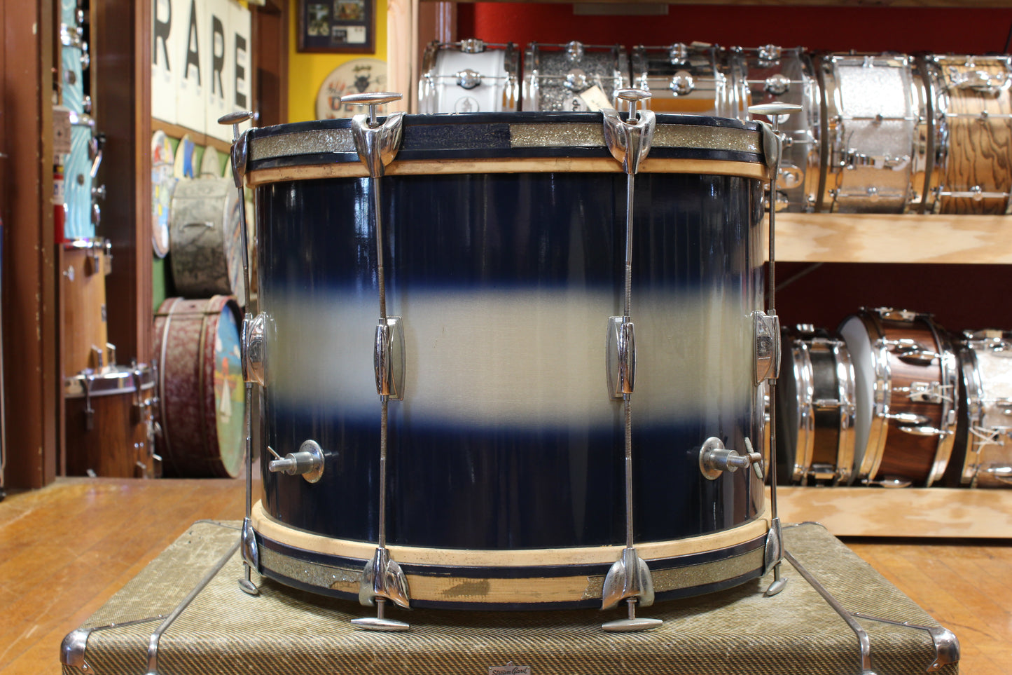 1960s Gretsch Progressive Jazz Outfit in Blue and Silver Duco 14x20 8x12 14x14 5x14