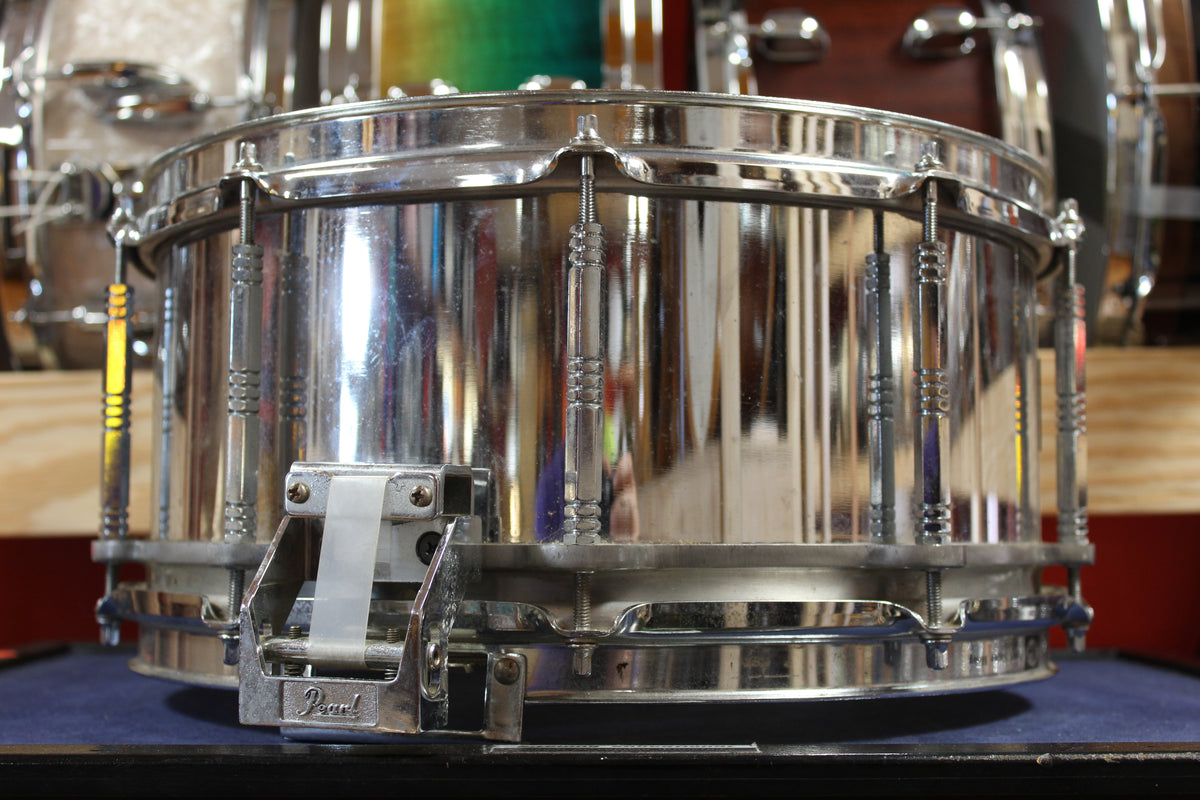 1990s Pearl 6.5x14 Free Floater Snare Drum in Steel