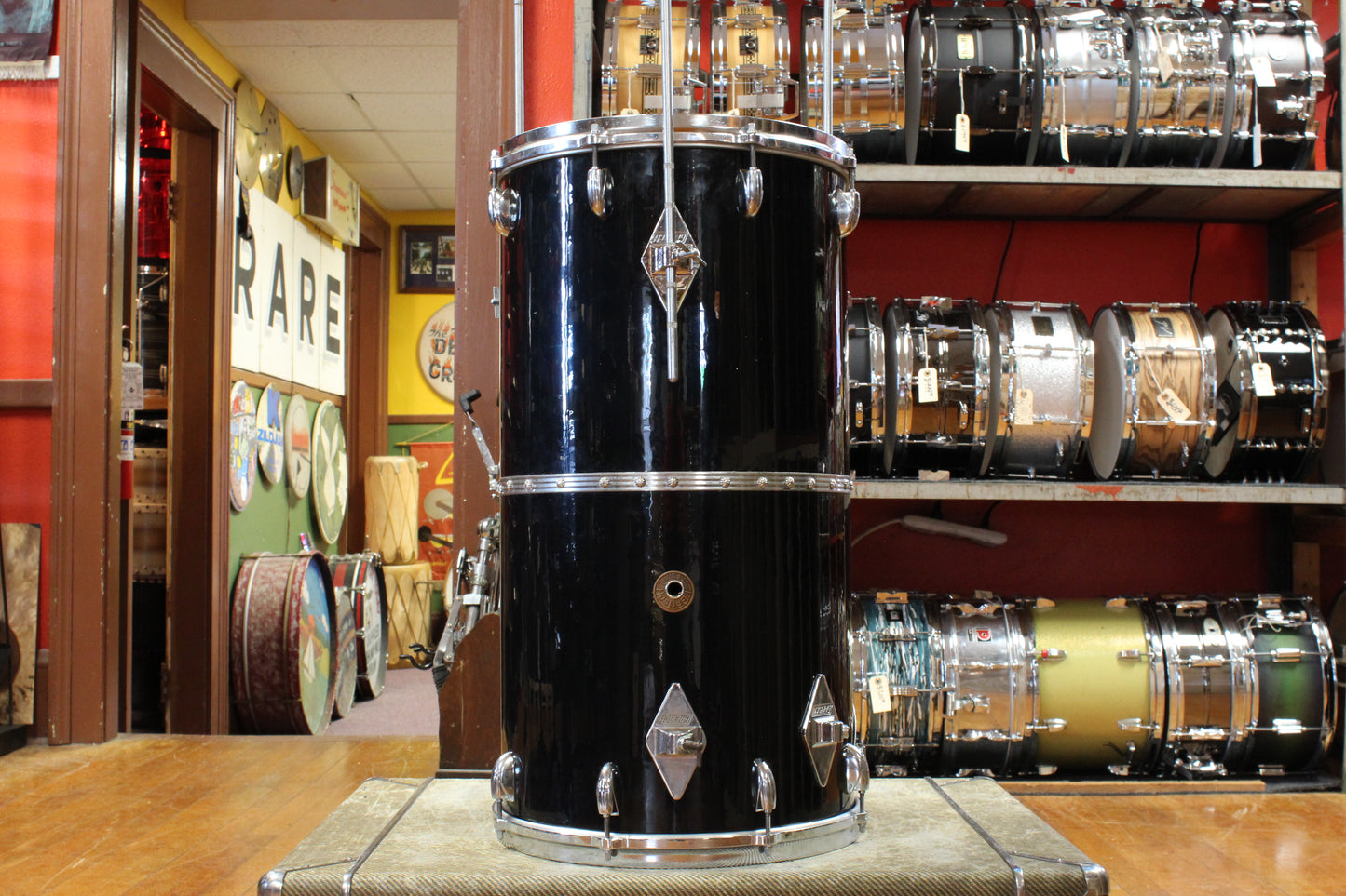 1960s Gretsch 26x14 Cocktail Drum in Jet Black Nitron