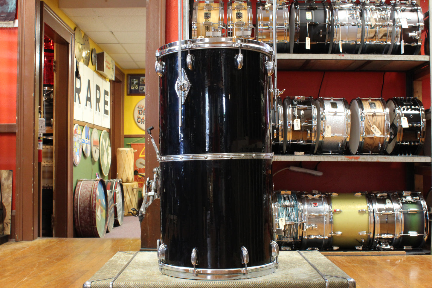 1960s Gretsch 26x14 Cocktail Drum in Jet Black Nitron