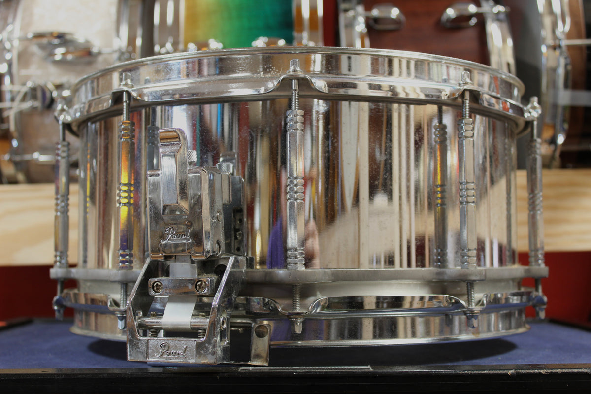 1990s Pearl 6.5x14 Free Floater Snare Drum in Steel