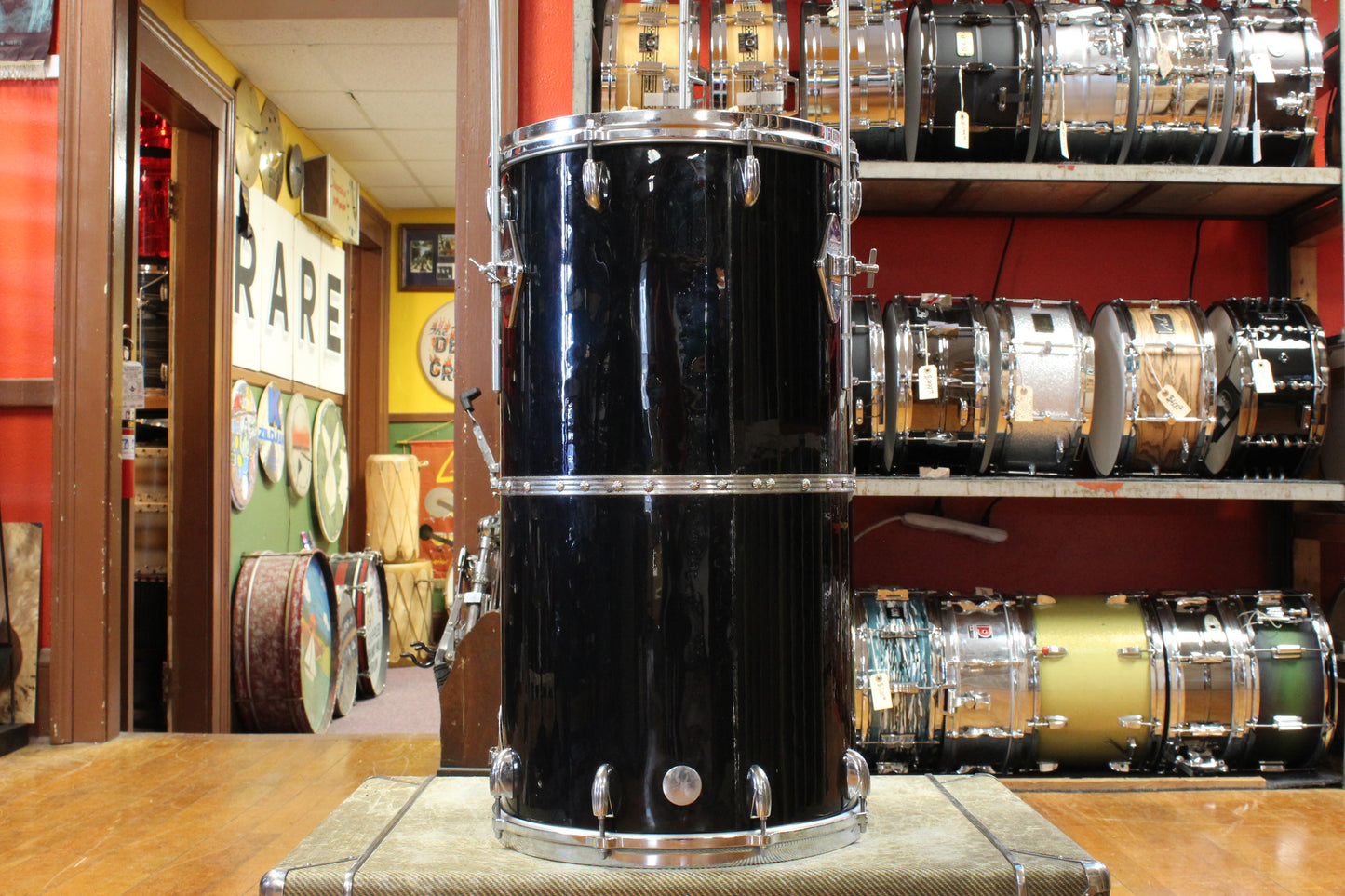 1960s Gretsch 26x14 Cocktail Drum in Jet Black Nitron