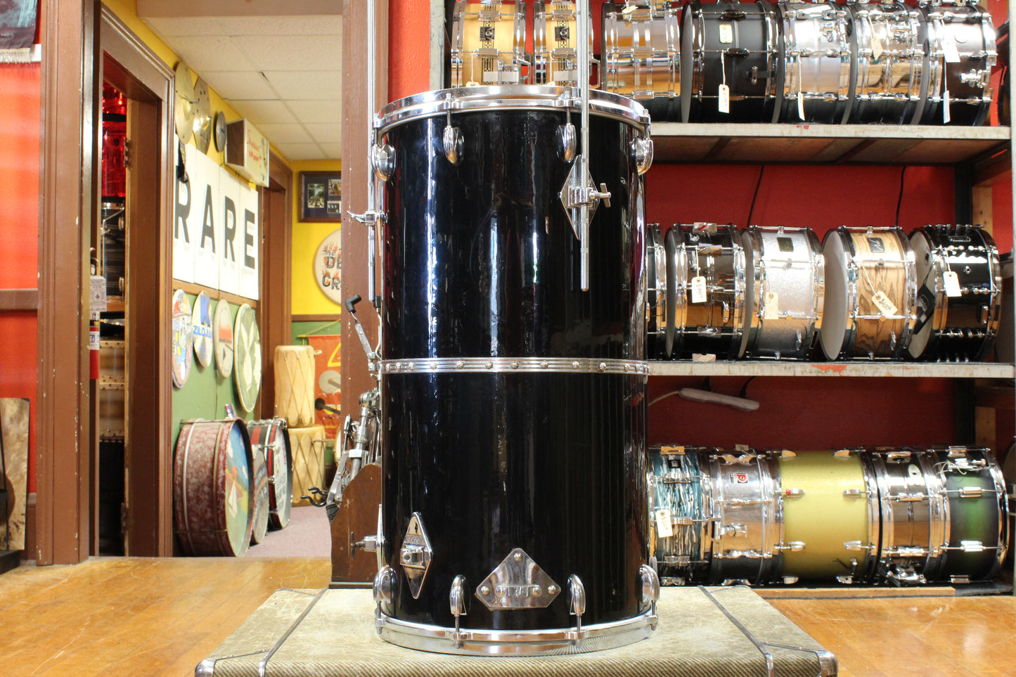 1960s Gretsch 26x14 Cocktail Drum in Jet Black Nitron