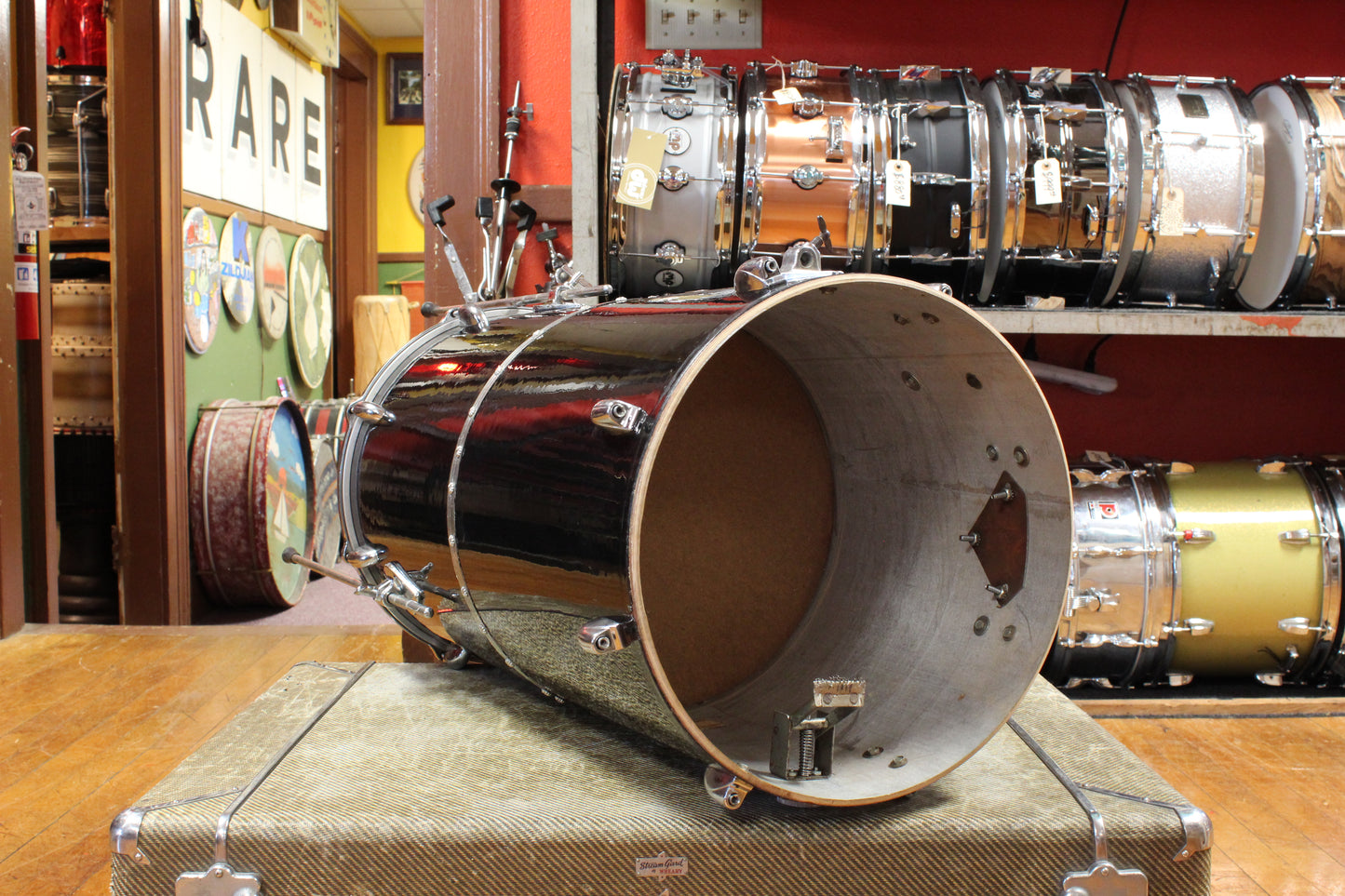 1960s Gretsch 26x14 Cocktail Drum in Jet Black Nitron