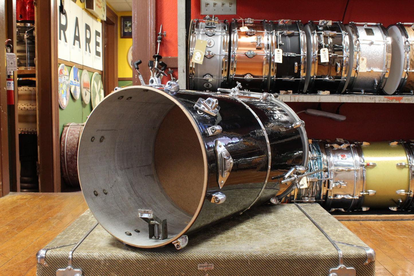 1960s Gretsch 26x14 Cocktail Drum in Jet Black Nitron