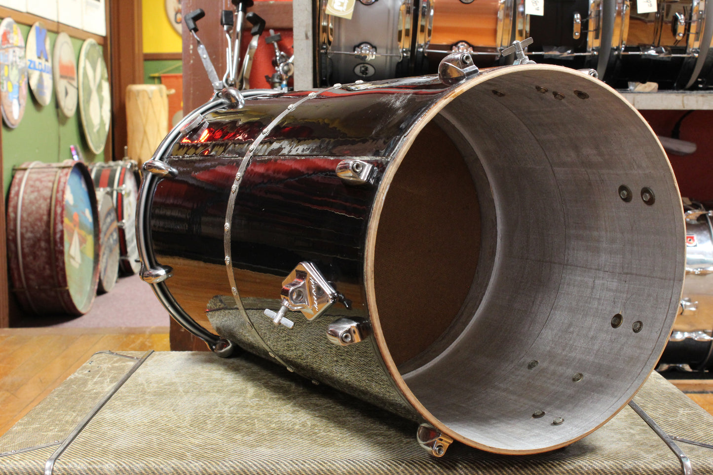 1960s Gretsch 26x14 Cocktail Drum in Jet Black Nitron