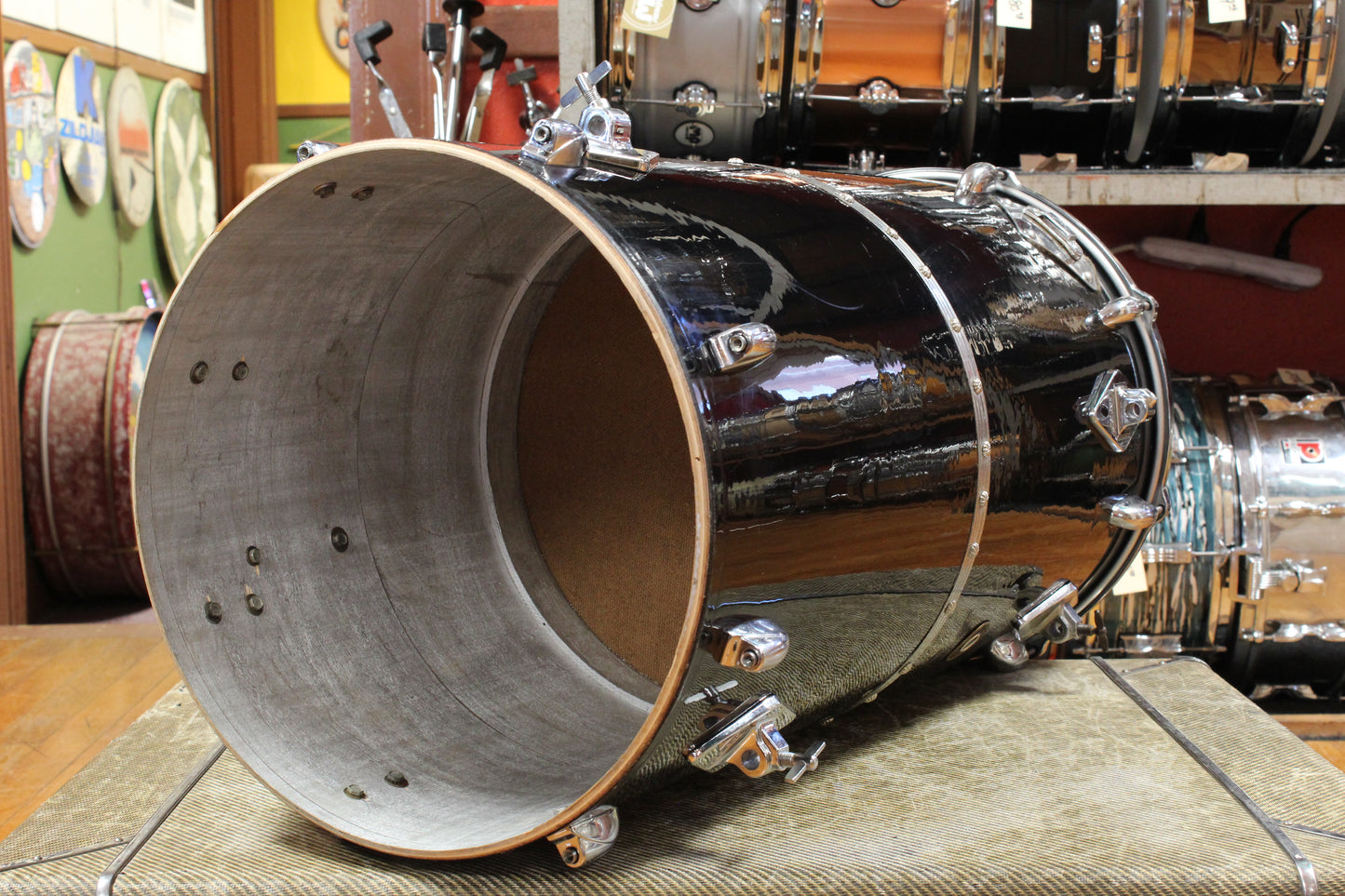 1960s Gretsch 26x14 Cocktail Drum in Jet Black Nitron