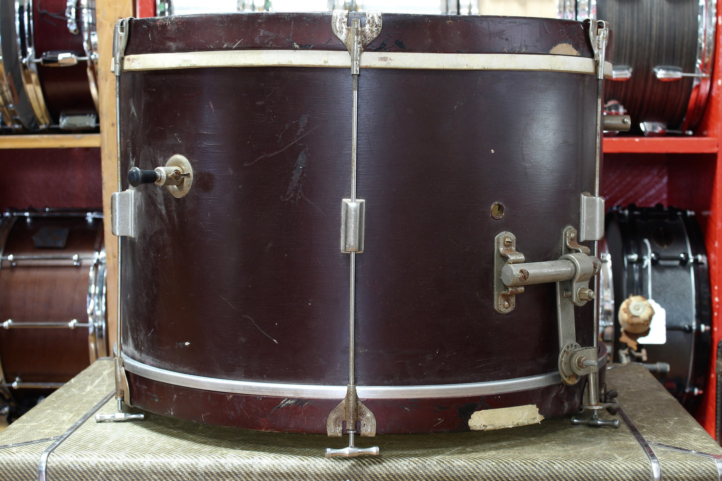 1940-50's Gretsch/Kent Drum set in Burgundy Lacquer 14"x22" 12"x14" 9"x13"