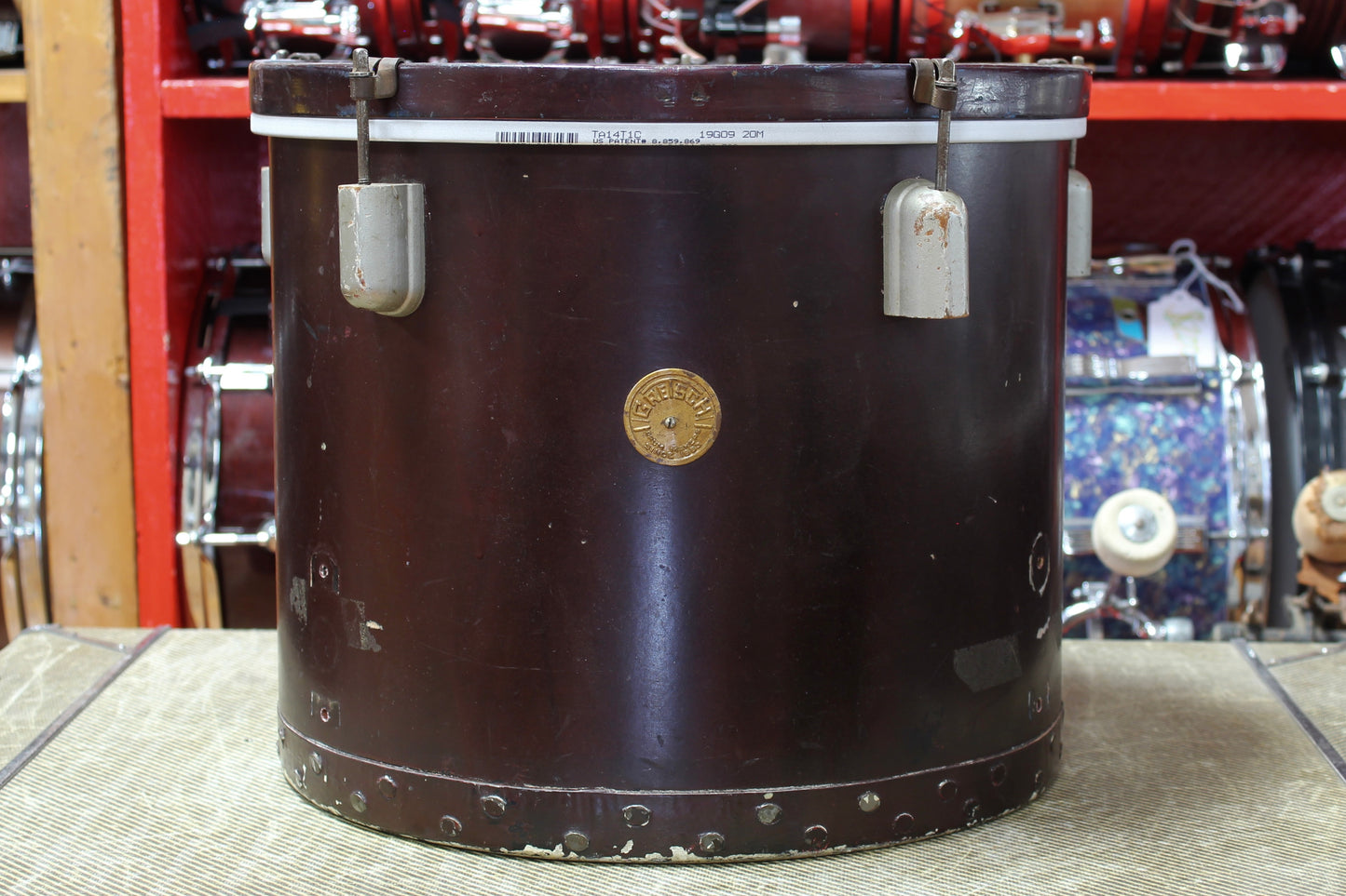 1940-50's Gretsch/Kent Drum set in Burgundy Lacquer 14"x22" 12"x14" 9"x13"