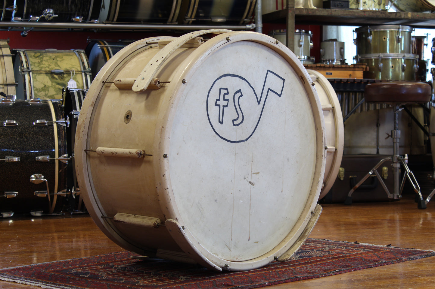1940's Ludwig & Ludwig Victory 14"x26" Bass Drum in White Lacquer