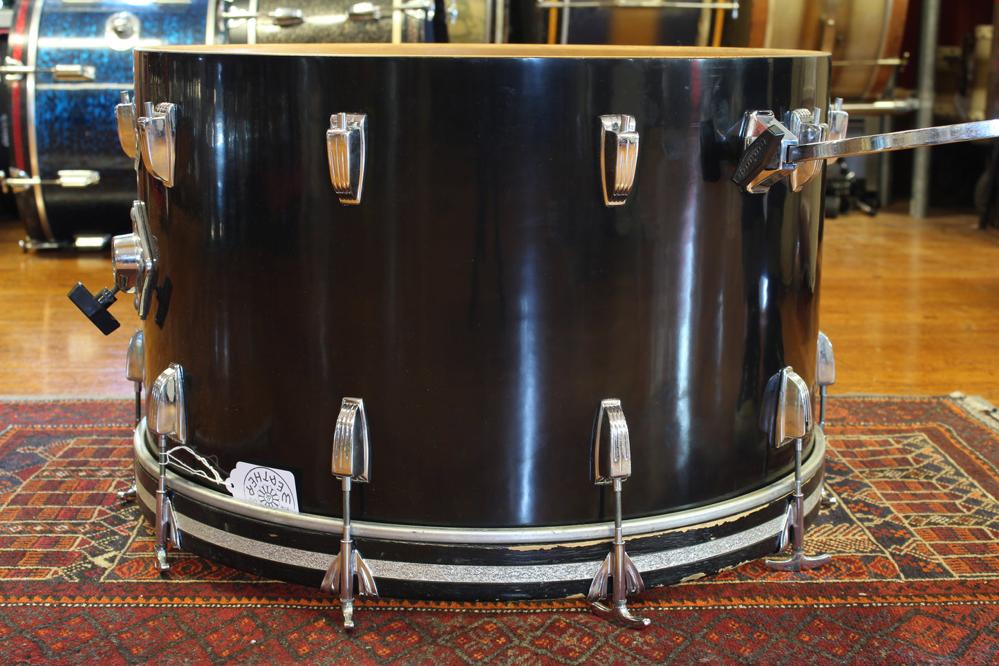 1970's Ludwig 14"x24" Black Cortex Bass Drum 6 ply