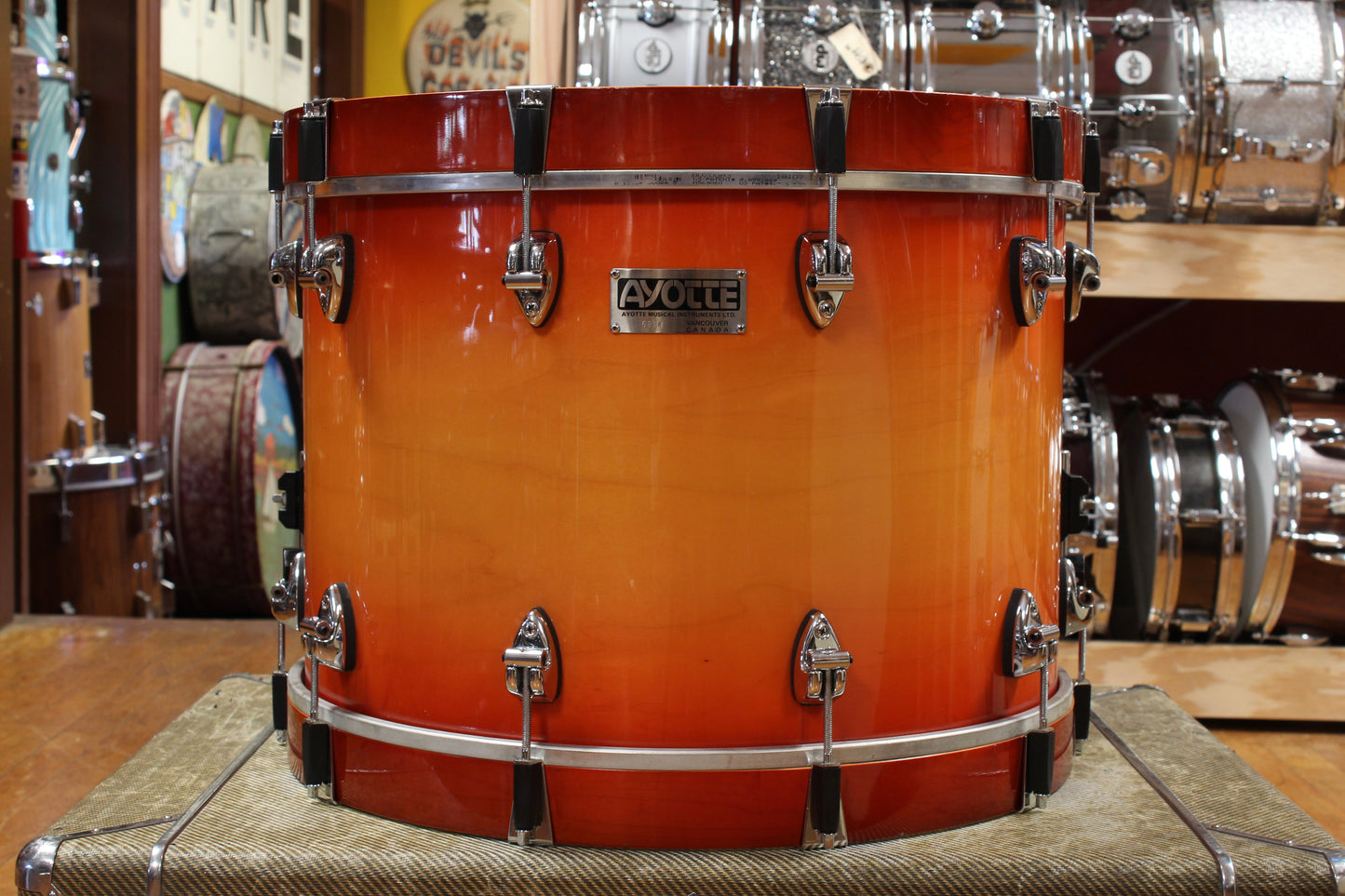1990s Ayotte Custom Maple Sunburst Drum Kit 14x20 14x14 8x12 5.5x14