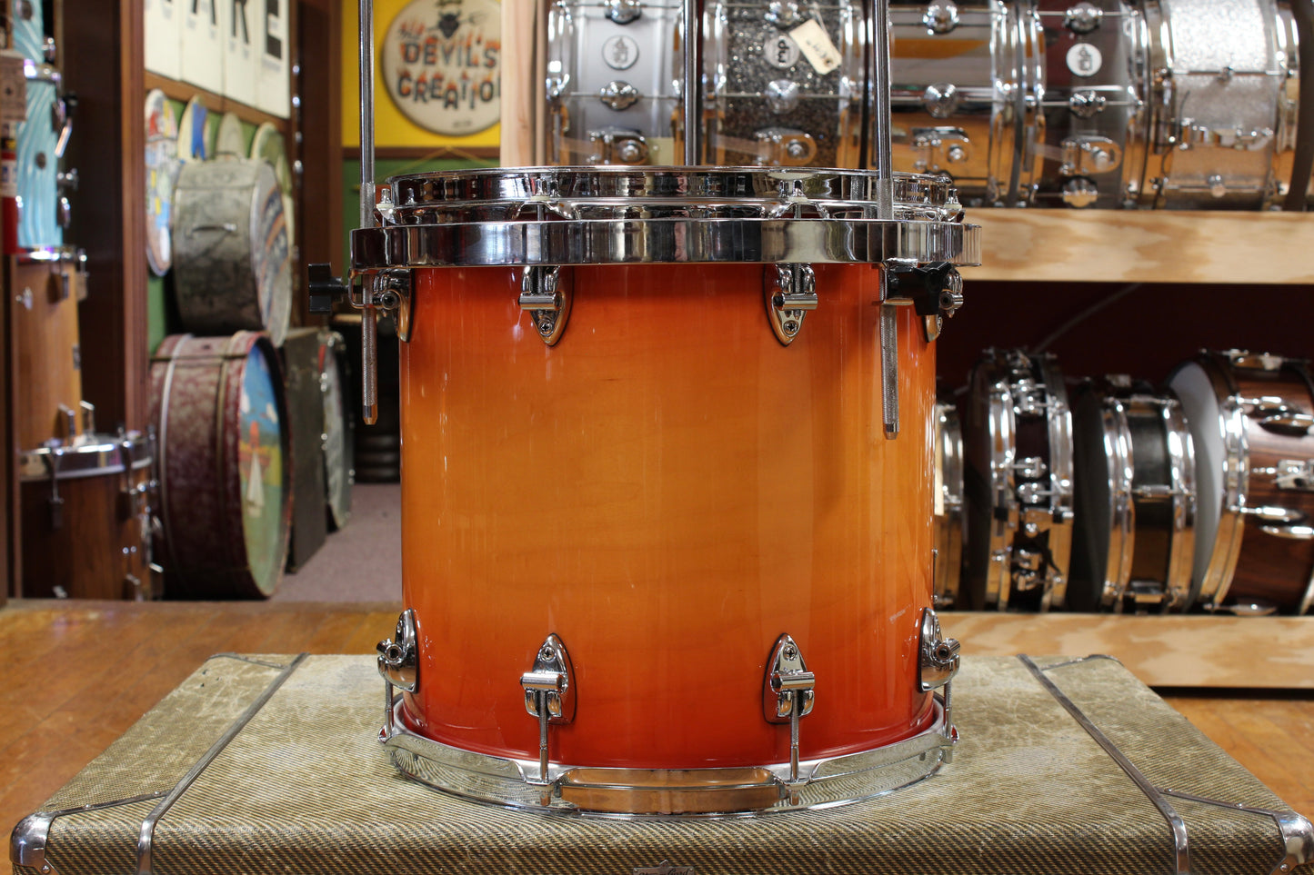 1990s Ayotte Custom Maple Sunburst Drum Kit 14x20 14x14 8x12 5.5x14