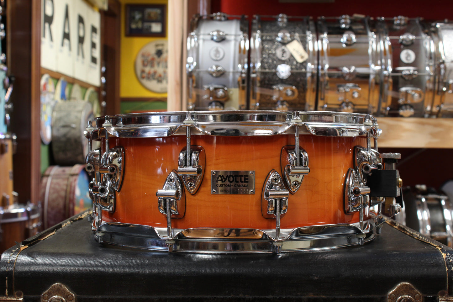 1990s Ayotte Custom Maple Sunburst Drum Kit 14x20 14x14 8x12 5.5x14