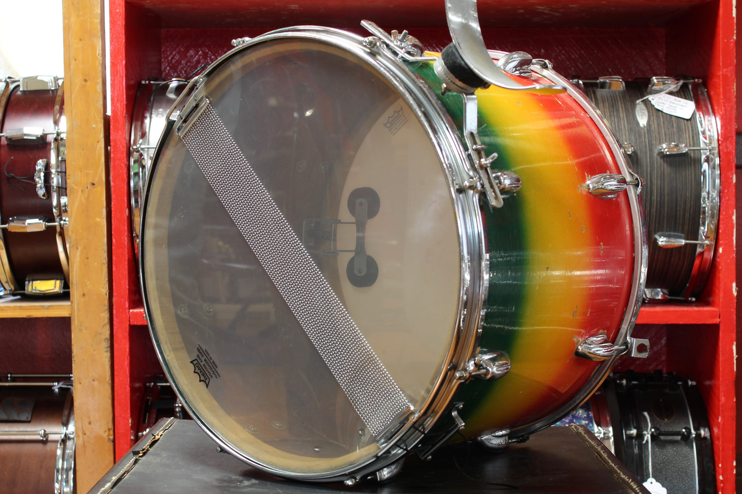 1960's Slingerland 12"x16" Marching Snare Drum in Red/Yellow/Green Duco