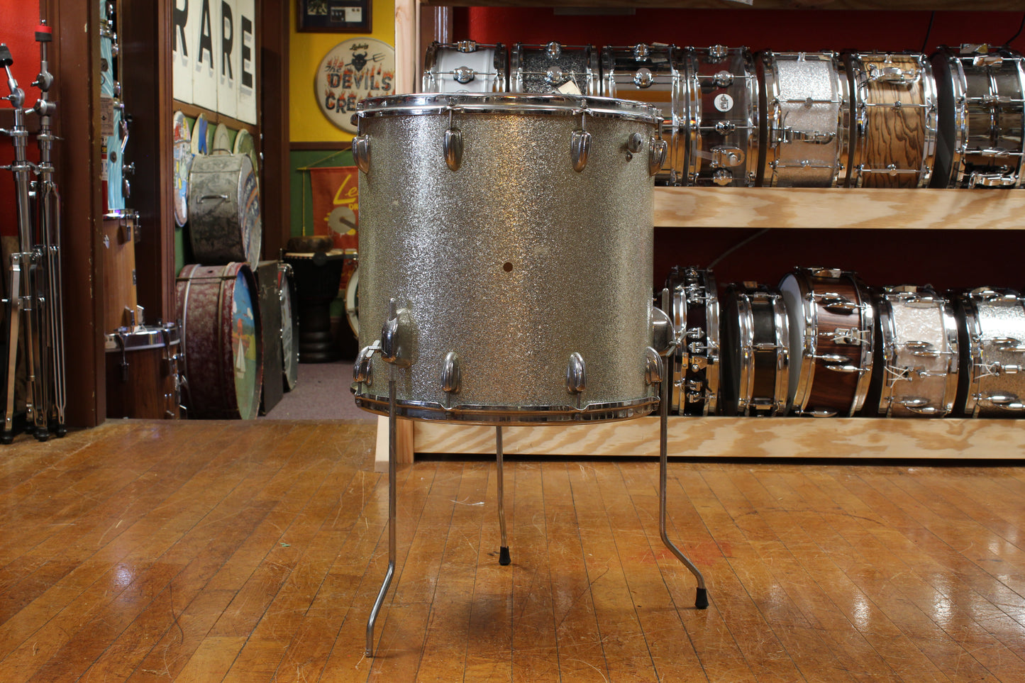 1970s Slingerland Gene Krupa Deluxe Outfit in Sparkling Silver Pearl 14x20 9x13 16x16