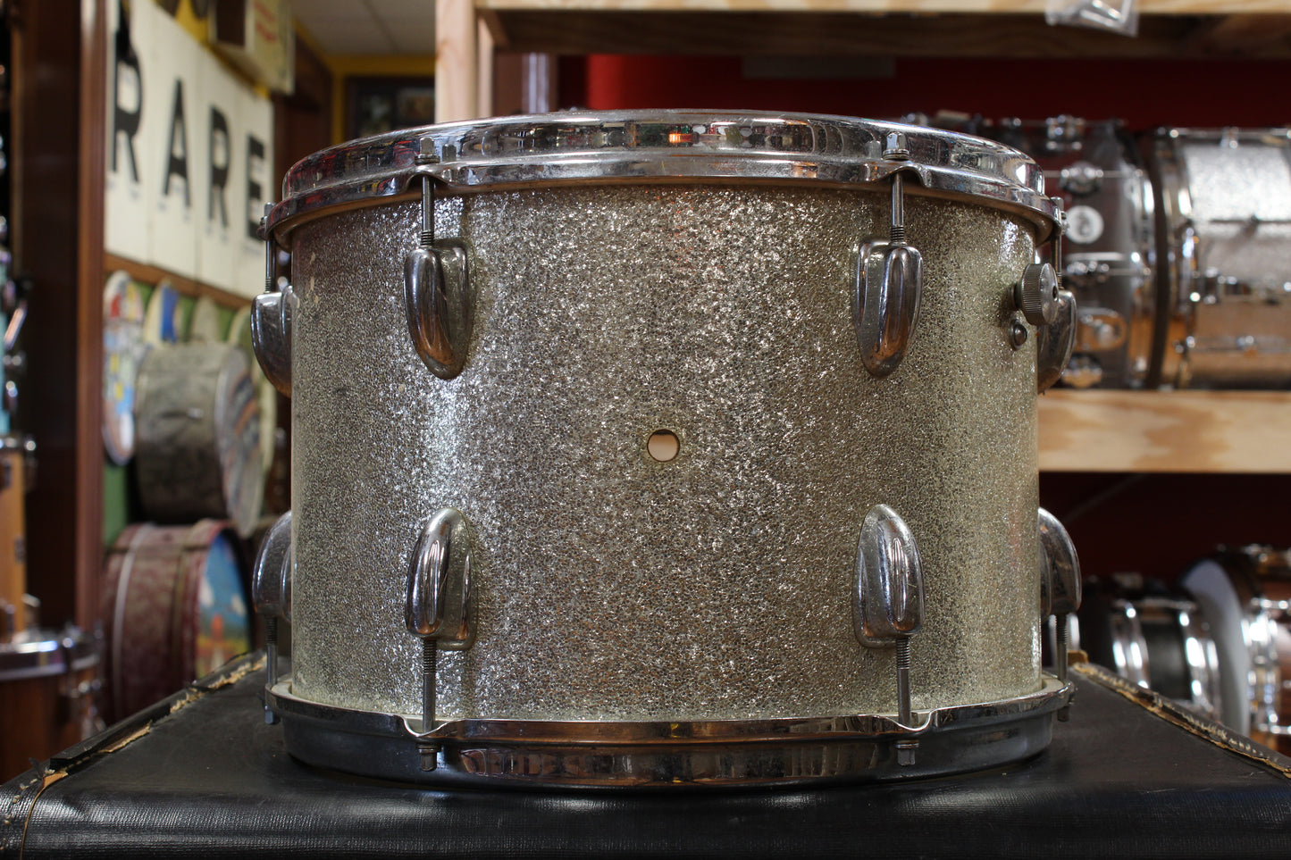 1970s Slingerland Gene Krupa Deluxe Outfit in Sparkling Silver Pearl 14x20 9x13 16x16