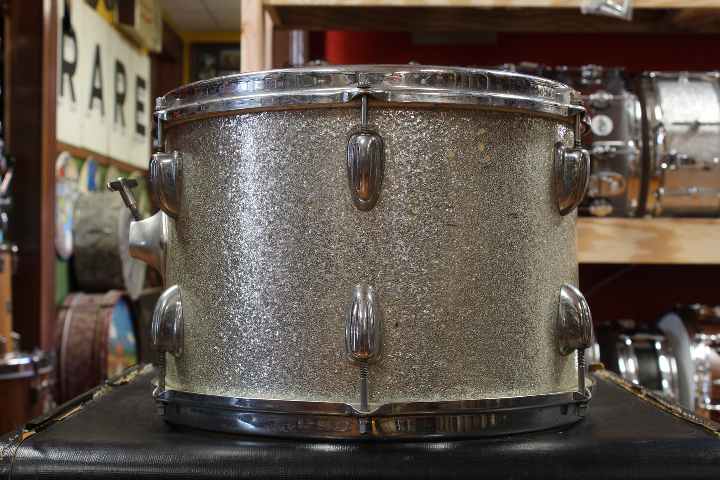 1970s Slingerland Gene Krupa Deluxe Outfit in Sparkling Silver Pearl 14x20 9x13 16x16