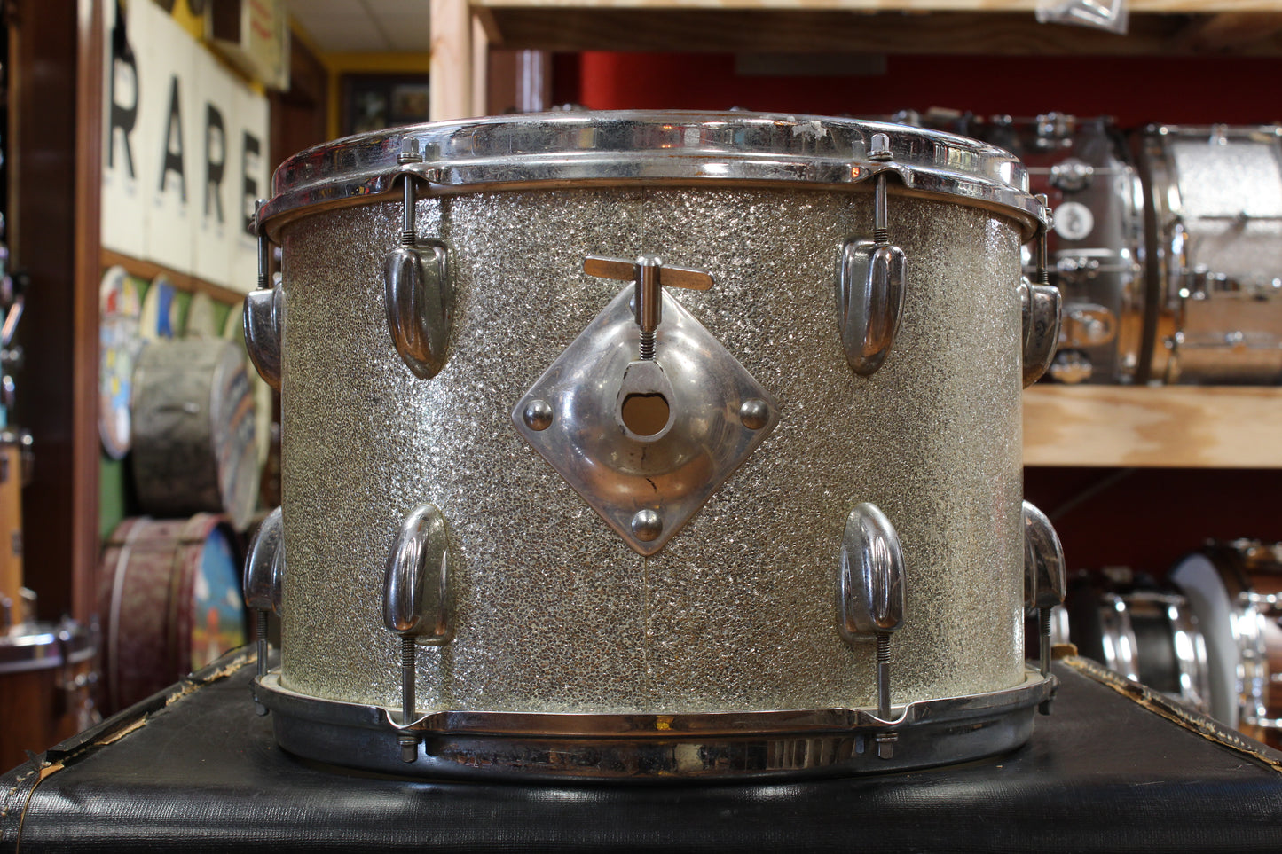 1970s Slingerland Gene Krupa Deluxe Outfit in Sparkling Silver Pearl 14x20 9x13 16x16