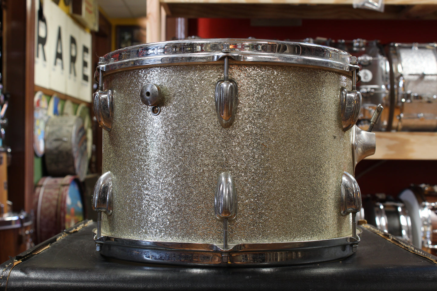 1970s Slingerland Gene Krupa Deluxe Outfit in Sparkling Silver Pearl 14x20 9x13 16x16