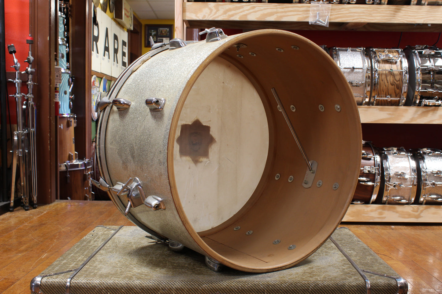 1970s Slingerland Gene Krupa Deluxe Outfit in Sparkling Silver Pearl 14x20 9x13 16x16
