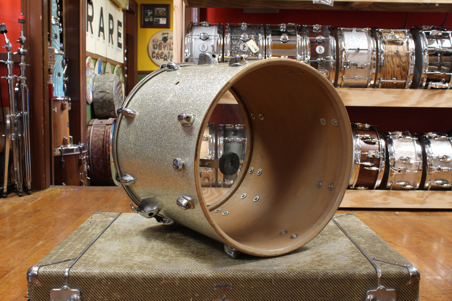 1970s Slingerland Gene Krupa Deluxe Outfit in Sparkling Silver Pearl 14x20 9x13 16x16