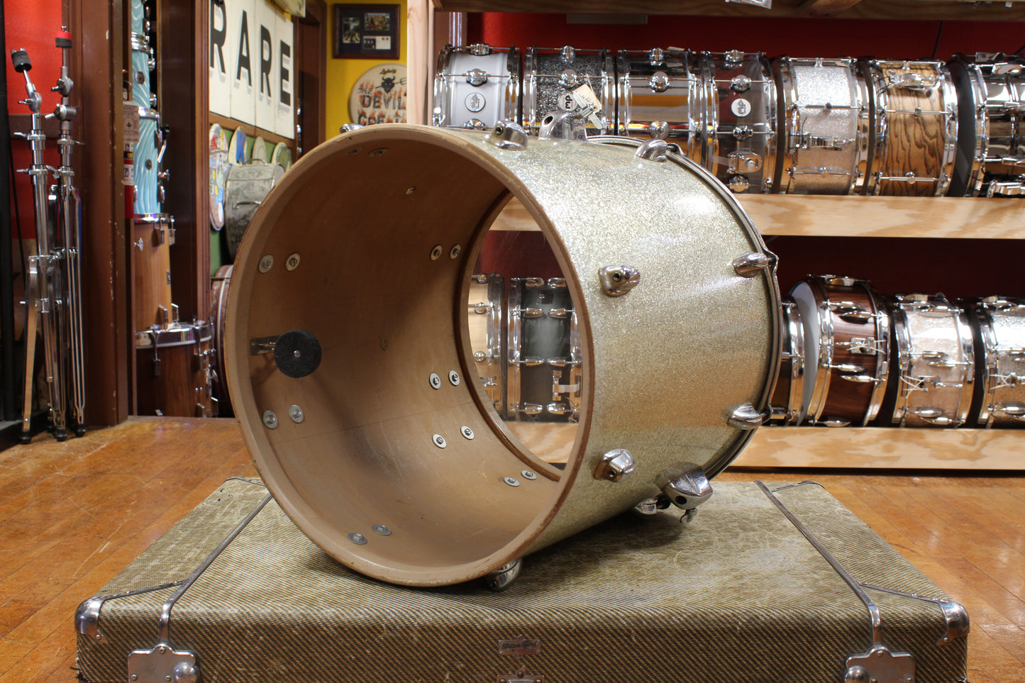 1970s Slingerland Gene Krupa Deluxe Outfit in Sparkling Silver Pearl 14x20 9x13 16x16