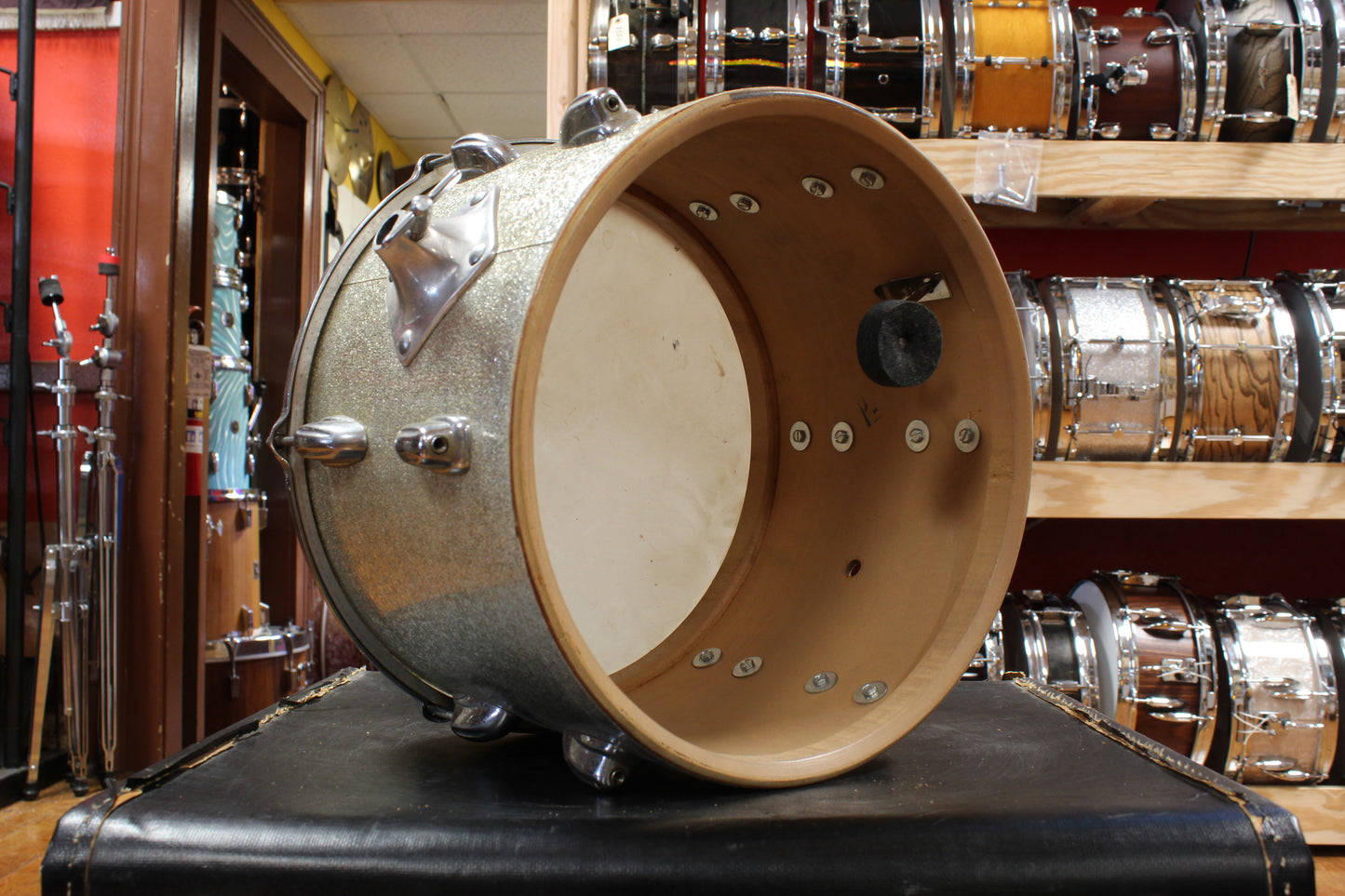 1970s Slingerland Gene Krupa Deluxe Outfit in Sparkling Silver Pearl 14x20 9x13 16x16